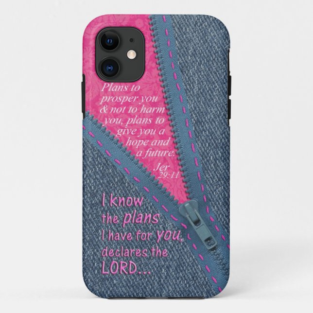 Jeremiah 29:11 I Know The Plans Denim Zipper Pull Case-Mate iPhone Case (Back)