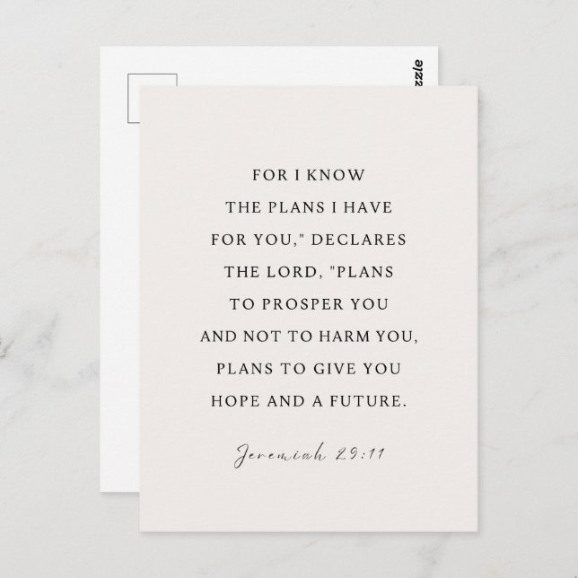 Jeremiah 29:11 I know the plans I have for you Postcard (Front/Back)