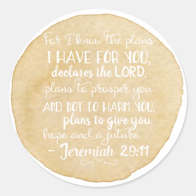 Jeremiah 29:11 Inspiration Chrétiens Stickers Or (Devant)