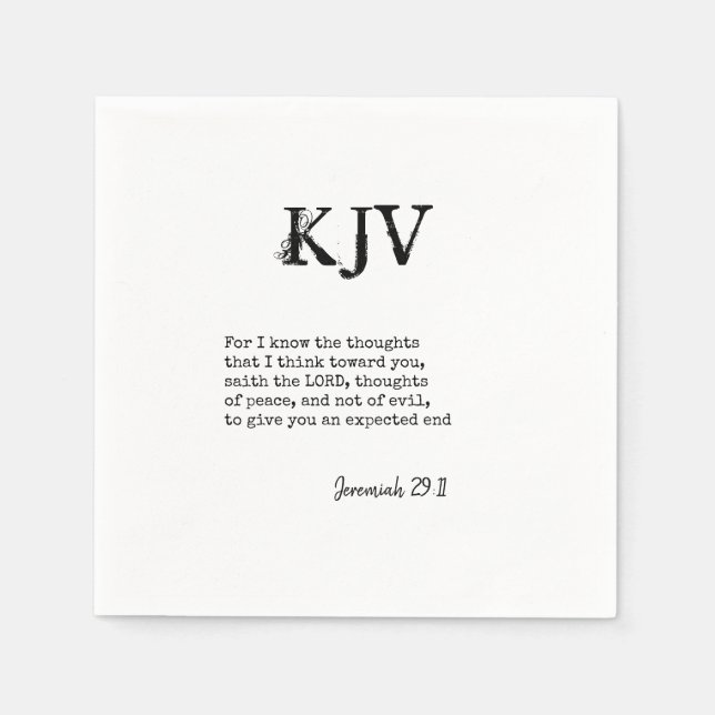 Jeremiah 29:11 KJV Bible Quote - Can Be Customized Napkin (Front)