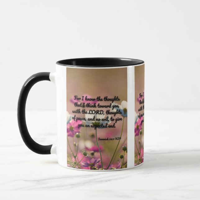 Jeremiah 29:11 KJV Bible Verse Pic Two-Tone Mug (Left)