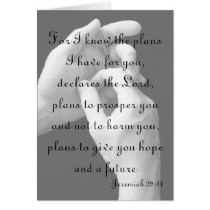 Jeremiah 29:11 Mains avec carte Crucifix