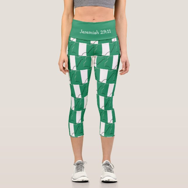 Jeremiah 29:11 | Patriotic | NIGERIA FLAG Capri Leggings (Front)