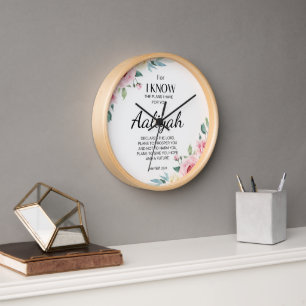 Jeremiah 29:11 Pink Rose Personalize Clock