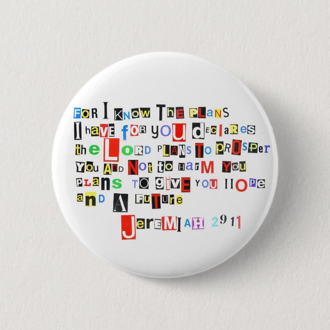 Jeremiah 29:11 Ransom Note 2 Inch Round Button (Front)