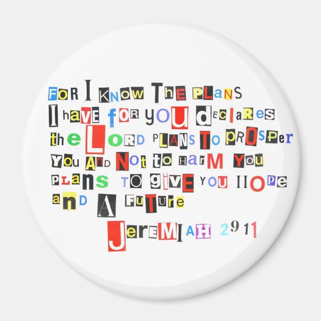 Jeremiah 29:11 Ransom Note Magnet rond (Devant)