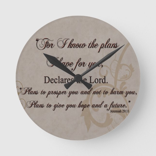 Jeremiah 29:11 Scripture Gift Round Clock (Front)