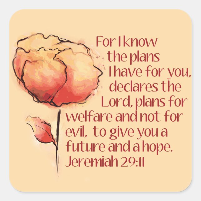 Jeremiah 29:11 Sticker -- For I know the plans... (Front)