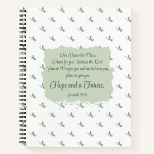Jeremiah 29:11 with Watercolor Leaves Bible Verse Notebook