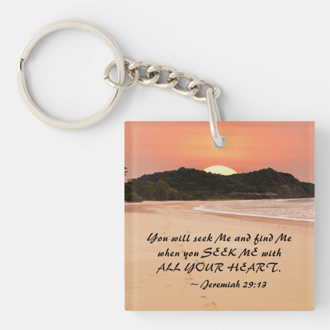 Jeremiah 29:13 Seek Me with All Your Heart Bible Keychain (Front)