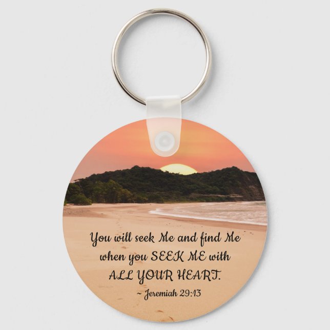 Jeremiah 29:13 Seek Me with All Your Heart Bible Keychain (Front)