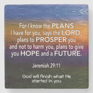 Jeremiah 29 I KNOW THE PLANS Inspirational Stone Coaster