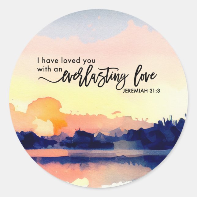 Jeremiah 31:3 I have loved you Bible Verse Classic Round Sticker (Front)