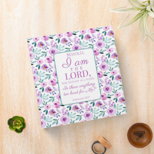 Jeremiah 32:27 with Purple Flowers Background Binder