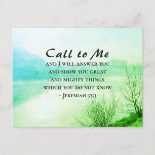 Jeremiah 33:3 Call to Me and I will Answer You Postcard