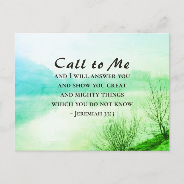 Jeremiah 33:3 Call to Me and I will Answer You Postcard (Front)