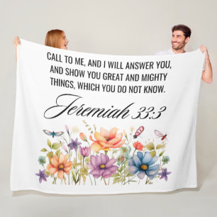 Jeremiah 33:3 Call to Me Wildflowers Scripture Fleece Blanket
