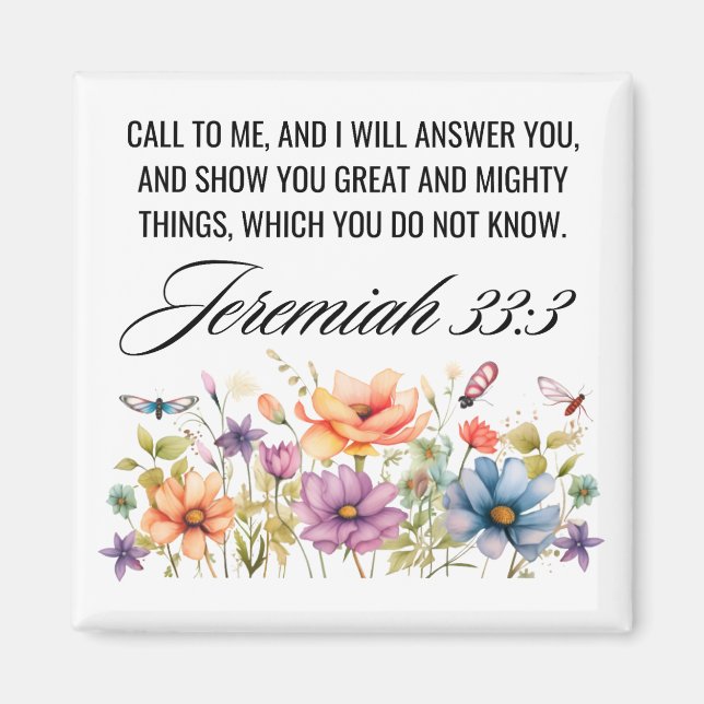 Jeremiah 33:3 Call to Me Wildflowers Scripture Magnet (Front)