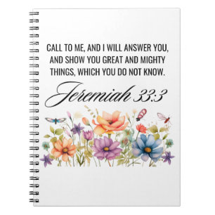 Jeremiah 33:3 Call to Me Wildflowers Scripture Notebook