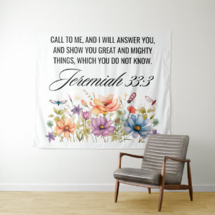Jeremiah 33:3 Call to Me Wildflowers Scripture Tapestry