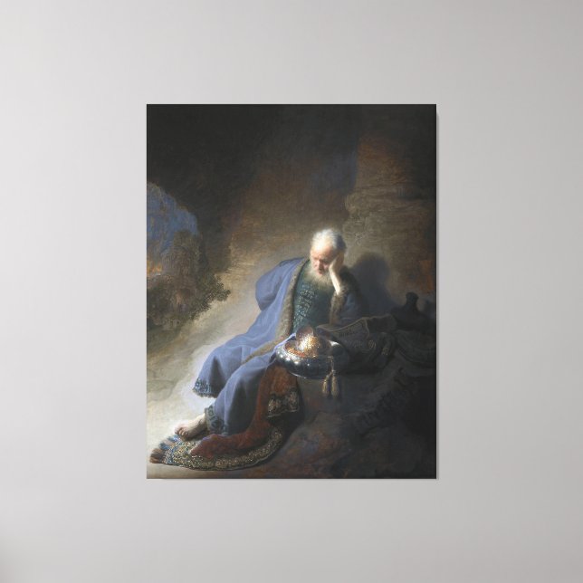 Jeremiah Lamenting on Fall of Jerusalem, Rembrandt Canvas Print (Front)