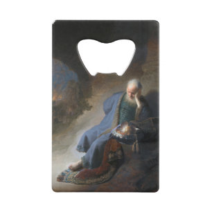 Jeremiah Lamenting on Fall of Jerusalem, Rembrandt Credit Card Bottle Opener