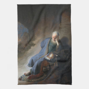 Jeremiah Lamenting on Fall of Jerusalem, Rembrandt Kitchen Towel