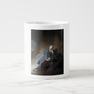 Jeremiah Lamenting on Fall of Jerusalem, Rembrandt Large Coffee Mug