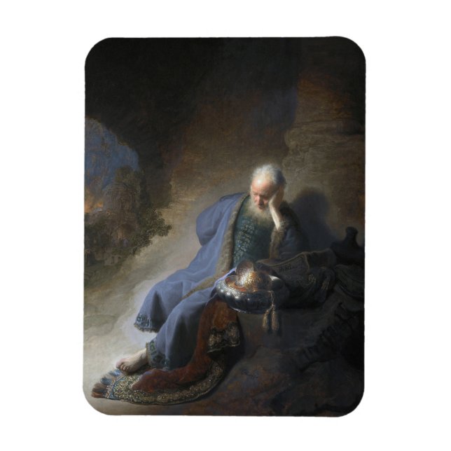 Jeremiah Lamenting on Fall of Jerusalem, Rembrandt Magnet (Vertical)