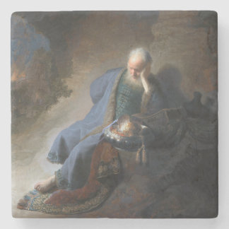 Jeremiah Lamenting on Fall of Jerusalem, Rembrandt Stone Coaster
