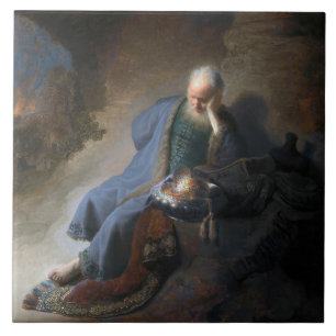 Jeremiah Lamenting on Fall of Jerusalem, Rembrandt Tile