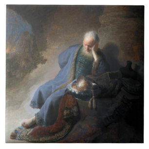 Jeremiah Lamenting on Fall of Jerusalem, Rembrandt Tile