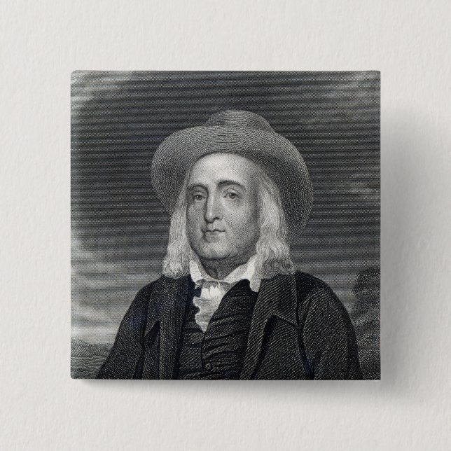 Jeremy Bentham  from 'Gallery of Portraits' 2 Inch Square Button (Front)