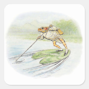 Jeremy Fisher Poles on a Lily Pad Square Sticker