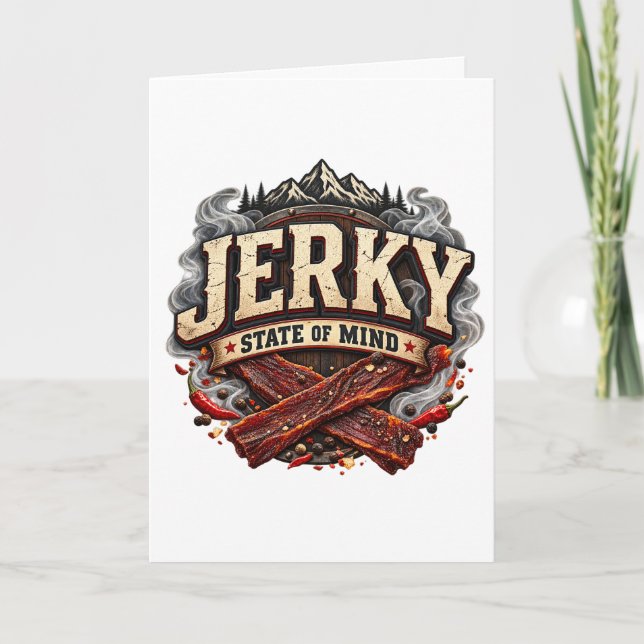Jerky State of Mind Rustic Beef Jerky Lover Design Card (Front)