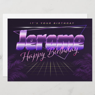 Jerome Name First name lila retro Map Birthday Card