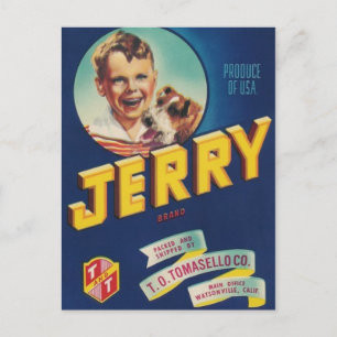 jerry boy and dog post card