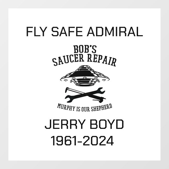 Jerry Boyd memorial  Window Cling (Sheet)