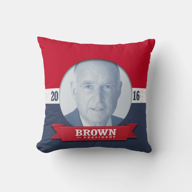 JERRY BROWN 2016 THROW PILLOW (Front)