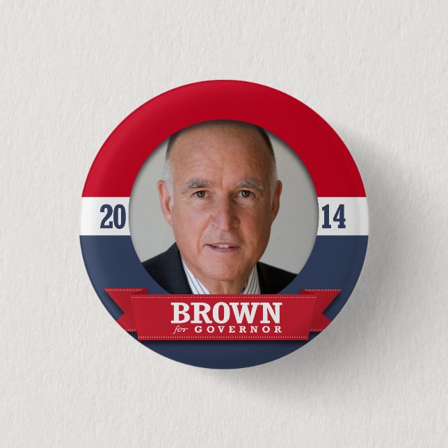 JERRY BROWN CAMPAIGN 1 INCH ROUND BUTTON (Front)