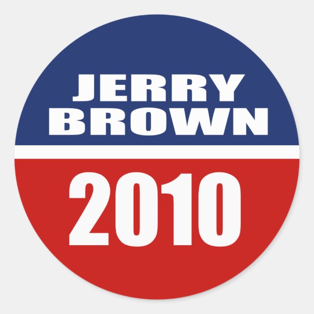 JERRY BROWN FOR GOVERNOR CLASSIC ROUND STICKER (Front)