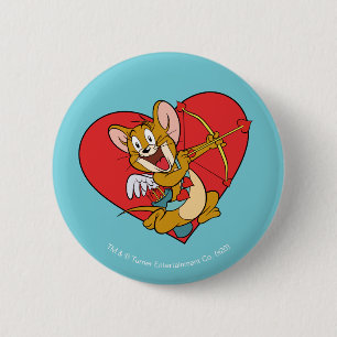 Jerry Mouse Dressed as Valentine Cupid 2 Inch Round Button