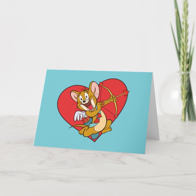 Jerry Mouse Dressed as Valentine Cupid Holiday Card (Front)