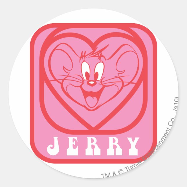 Jerry Pink Hearts Classic Round Sticker (Front)