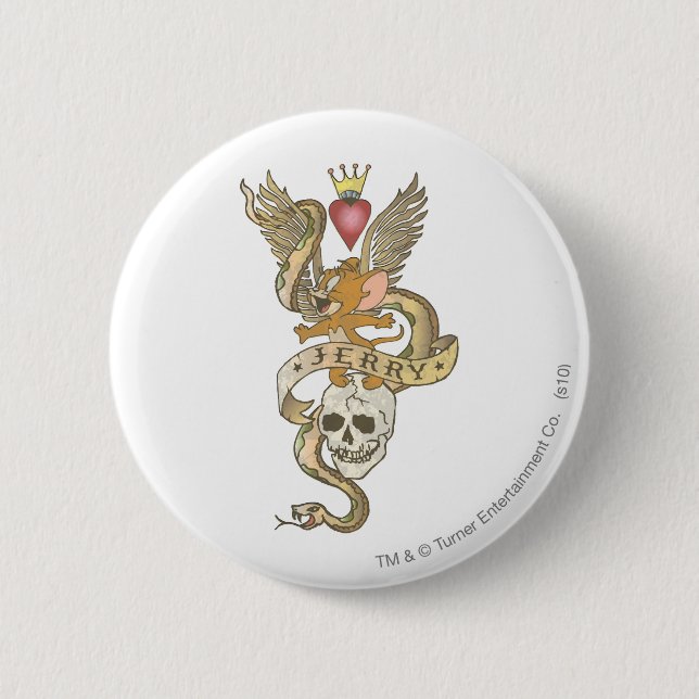 Jerry Twisted Tattoo 2 2 Inch Round Button (Front)