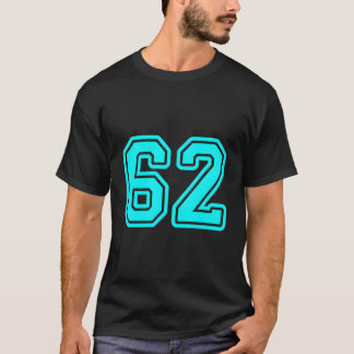 Jersey #62 Cyan Sports Team Jersey Number 62 T-Shirt