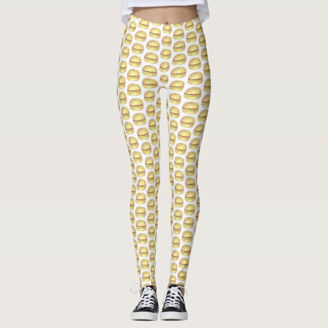 Jersey Breakfast Pork Roll Egg Cheese Sandwich NJ Leggings (Front)
