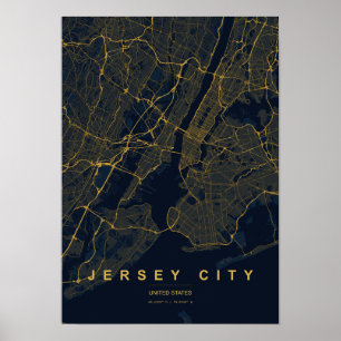 Jersey City New Jersey Stylized Map Print