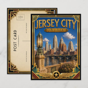 Jersey City New Jersey Vintage Art Deco Golden Age Postcard
