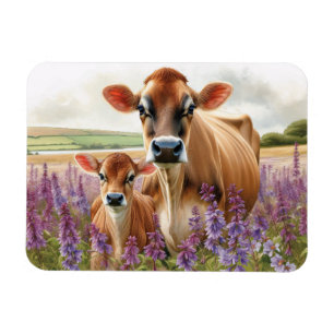 Jersey Cow and Calf Wildflower Flexible Magnet